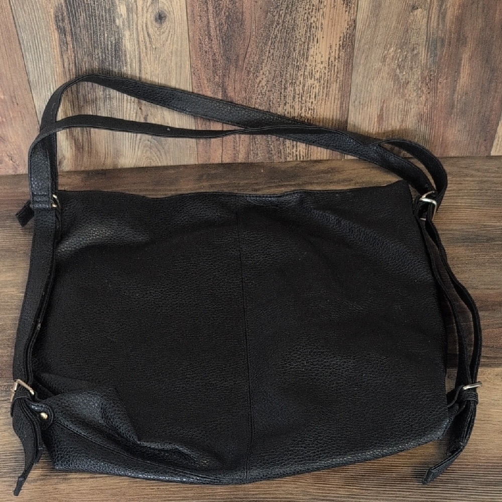 Fresh + Floral 2-n-1 Backpack Tote Black Textured Large Bag NWT - Picture 2 of 7